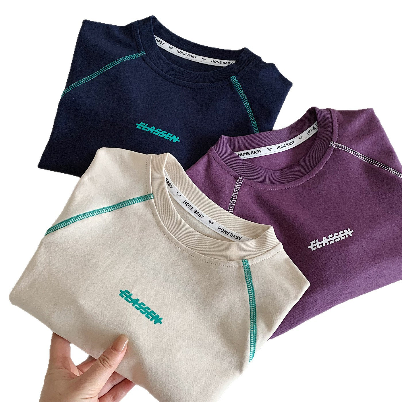 Children's Long-sleeved Raglan Sleeve Spring Stitching Antibacterial Stretch Soft Children's T-shirt