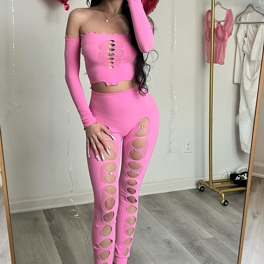 Women's Autumn Sexy Cutout Slim Trousers Slimming Clothing