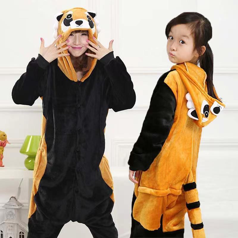 Children's Black Cat Leopard Print Flannel Cartoon One-piece Pajama Jumpsuit, Climbing Suit