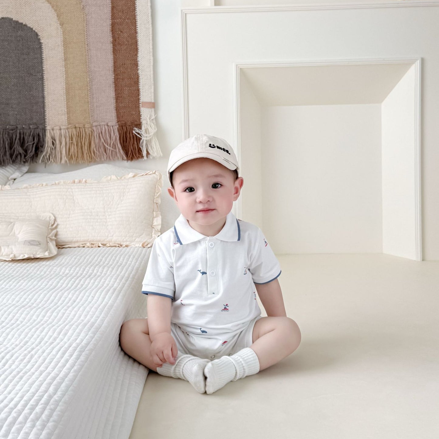 Children's Infant Wear Short-sleeved T-shirt Jumpsuits Lapel Rompers Jumpsuit Jumpsuit, Climbing Suit
