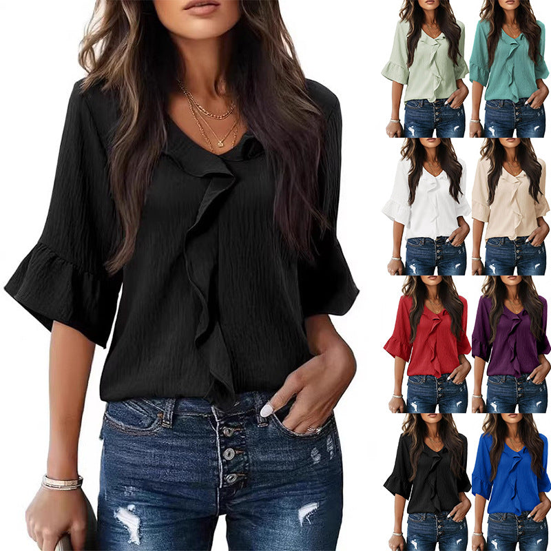 Classy Glamorous Beautiful Fashionable Ruffled Loose Tops