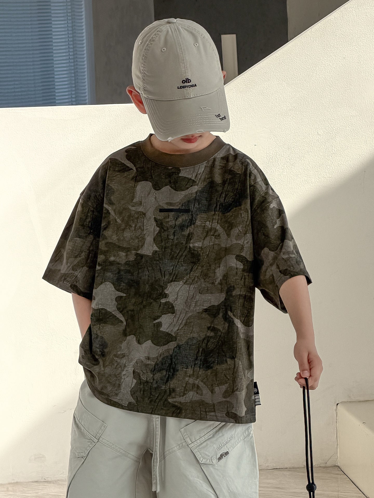 Children's Summer Camouflage Short Sleeve Medium Large Half Boy Top Children's T-shirt