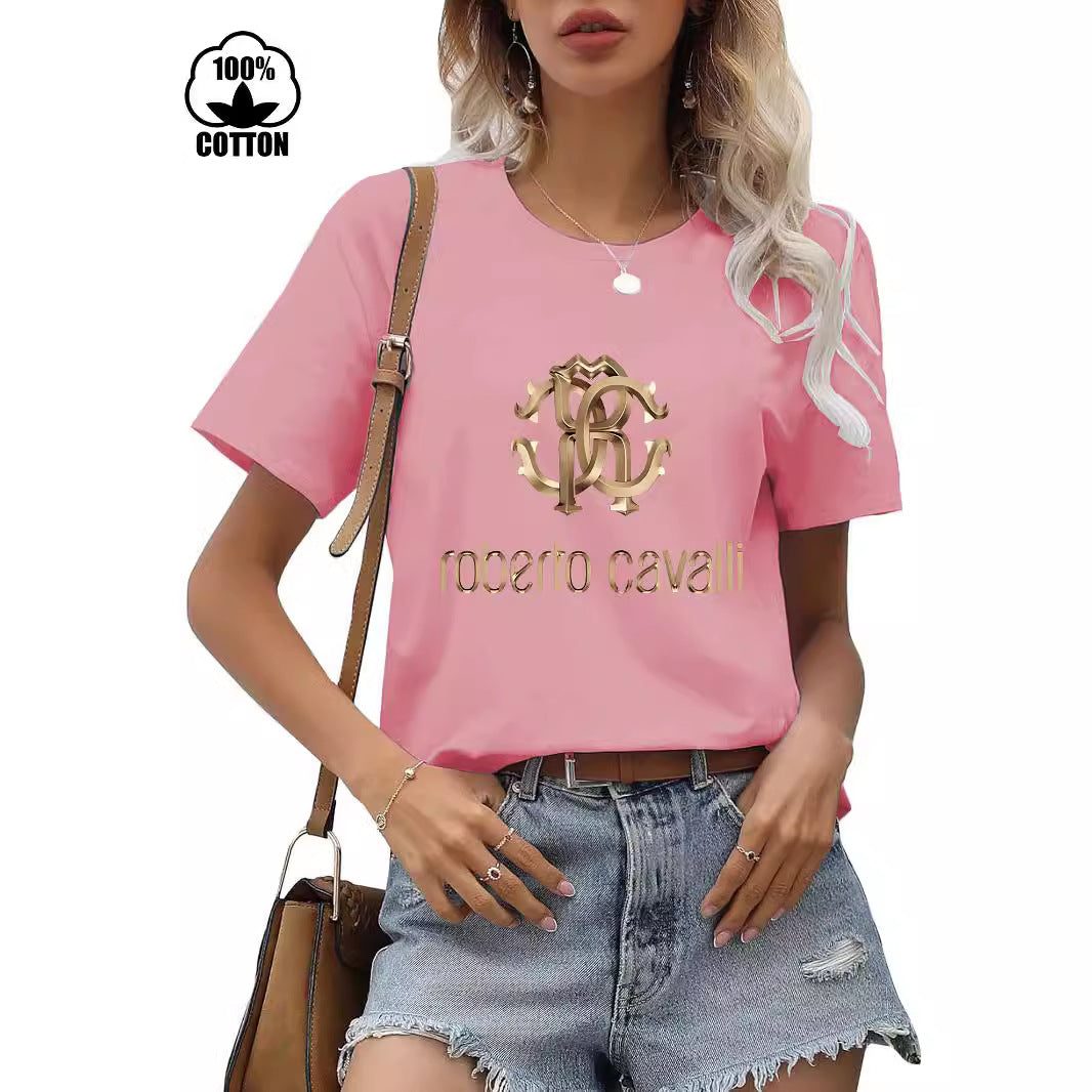 Women's Cotton Short-sleeved Round Neck Print Women's T-shirt
