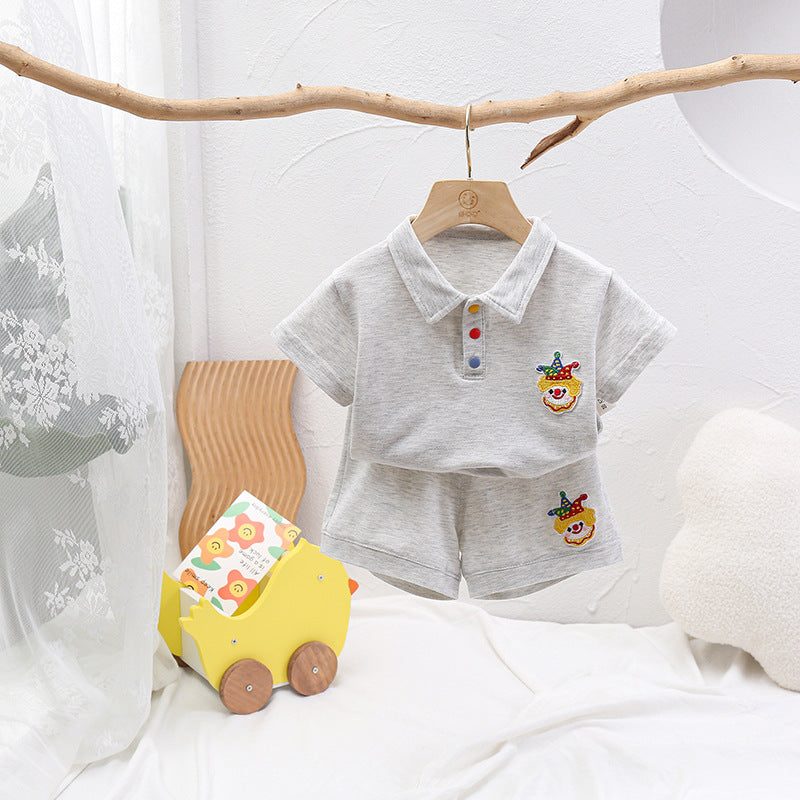 For Babies Summer Thin Unisex Infant Cute Two-piece One Year Children's Suit