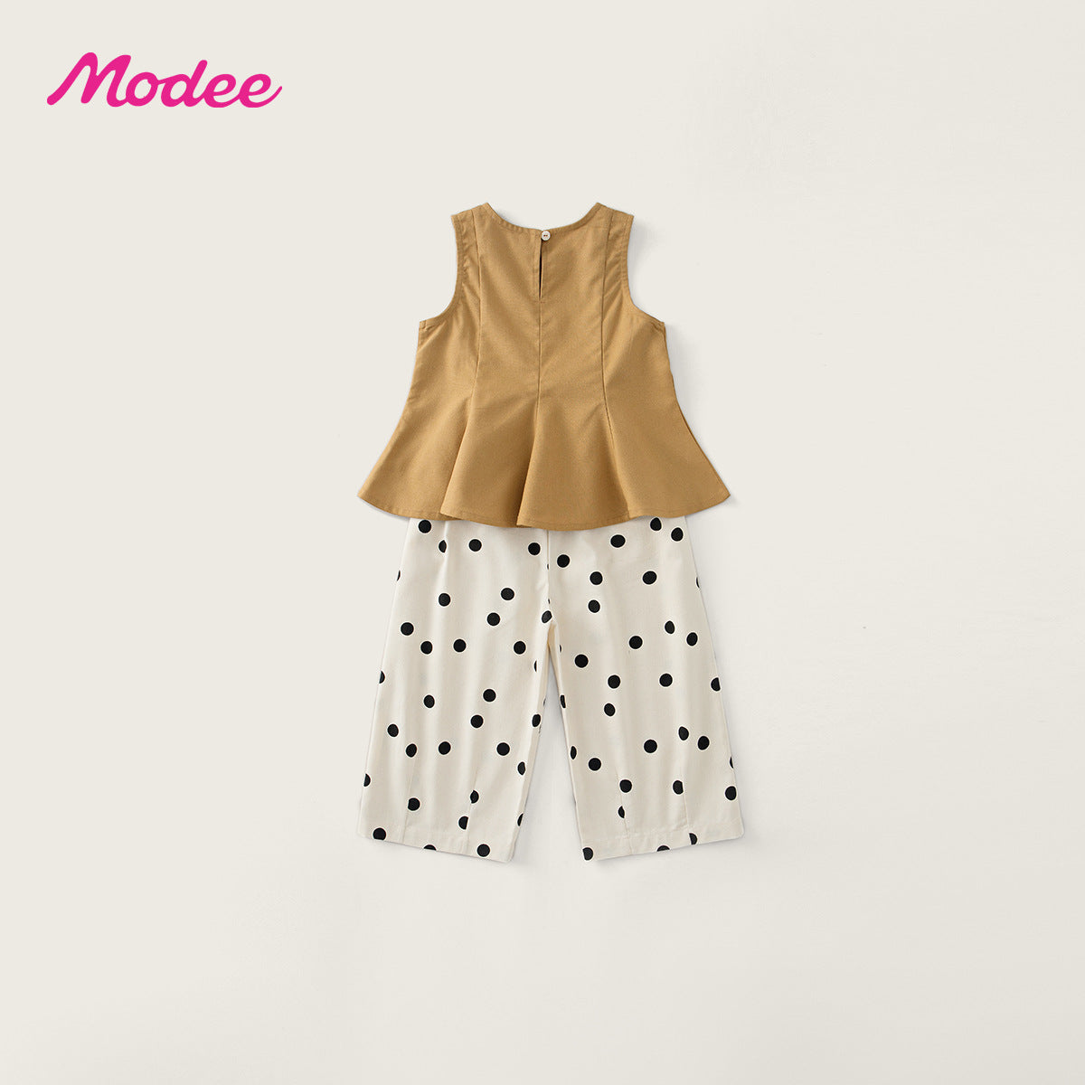 Style Brown Sleeveless Top Wide Leg Pants Children's Suit