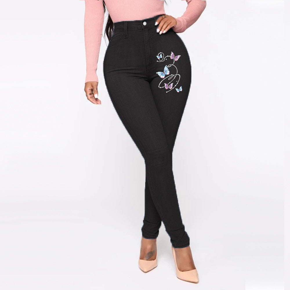 Women's Printed High Waist Sexy Skinny Women's Jeans