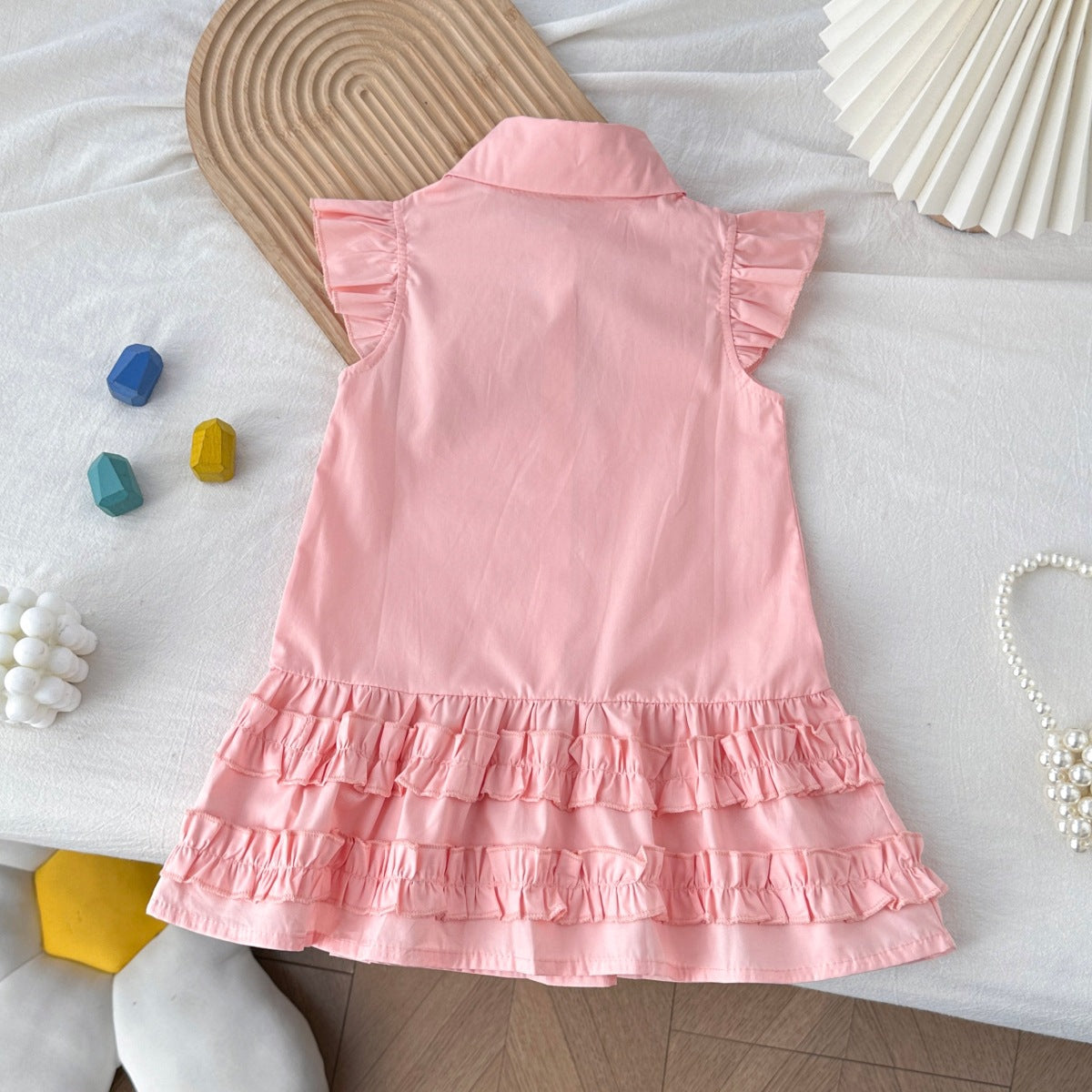 Children's Summer Flounced Sleeve Vest Little College Style Children's Dress