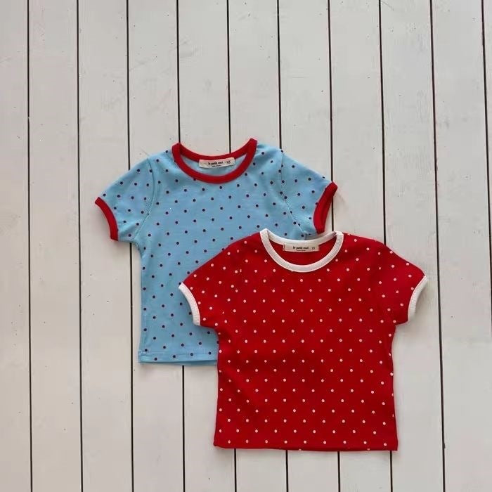 Children's Style Summer Fashion Western Polka Dot Short Sleeve Children's T-shirt