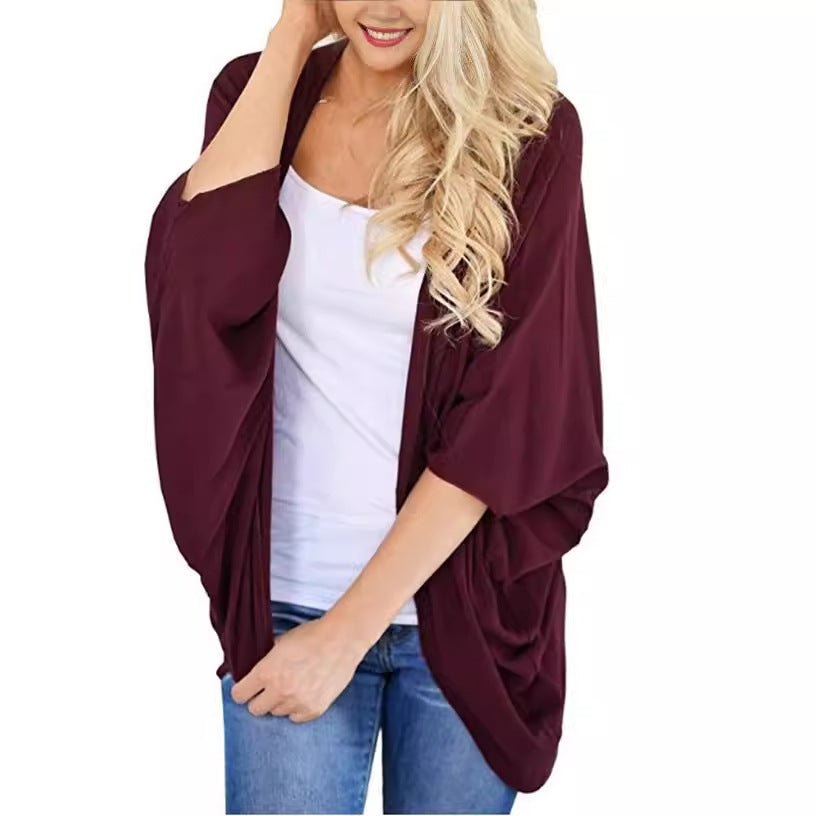 Women's Beach Summer Loose Batwing Sleeve Solid Clothing