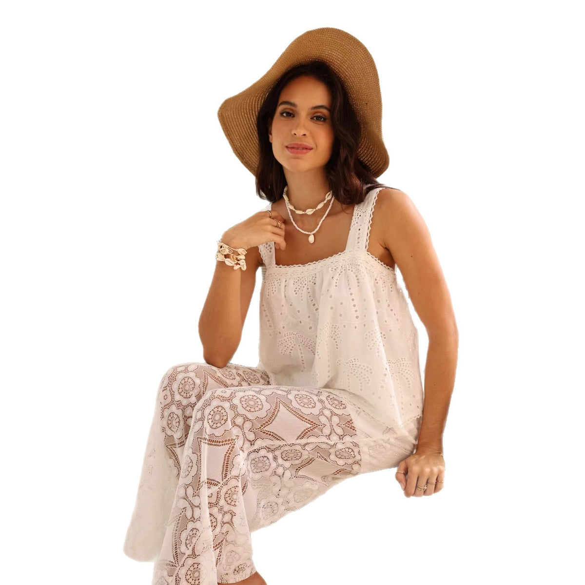 Women's Summer Lace French Elegant Refreshing Pure Cotton Backless Tops