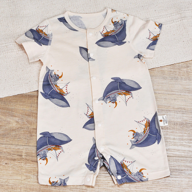 Summer Bamboo Cotton Short Sleeve Top Pants Camellia Gauze Gown Jumpsuit, Climbing Suit