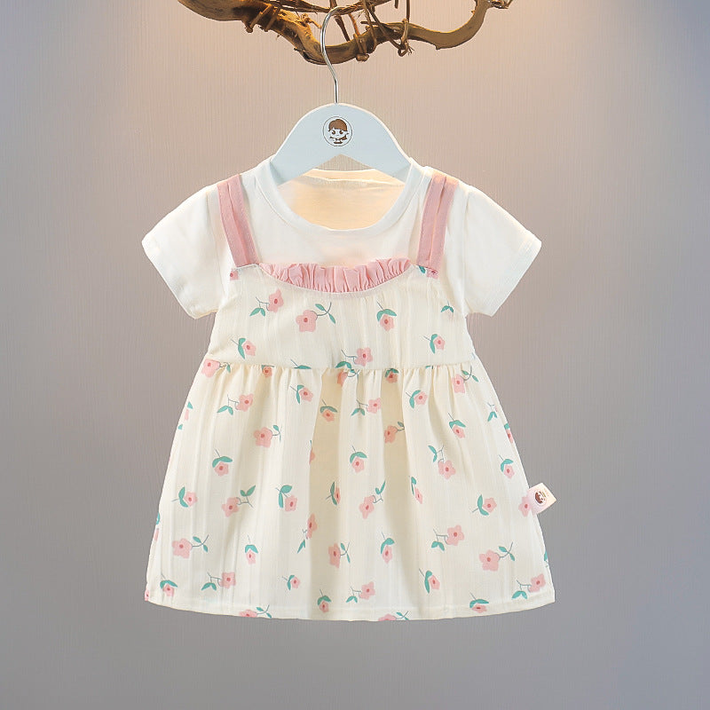 Children's Summer Cotton Floral Princess Year-old Short Children's Dress