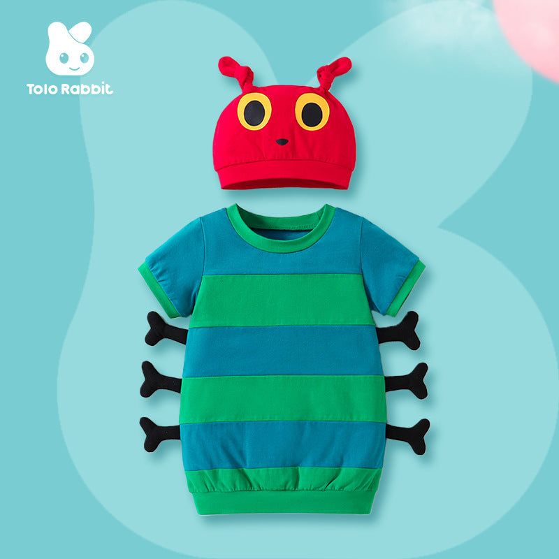 Year Summer Short Sleeve Cartoon Modeling Romper Caterpillar Shape With Children's T-shirt