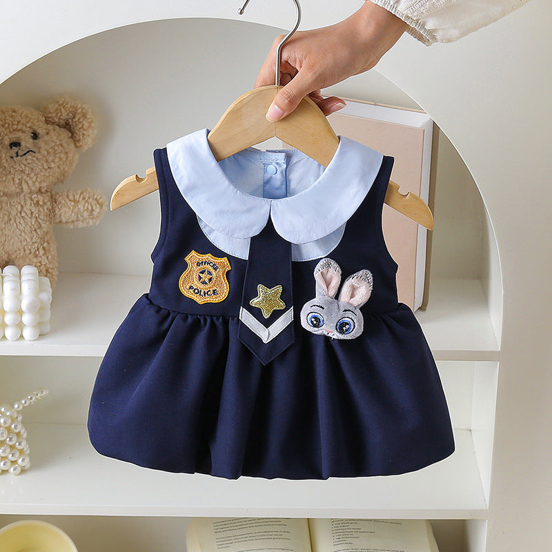 Western Style Jumpsuit Super Cute Sleeveless Rabbit Police Officer Lantern Jumpsuit, Climbing Suit