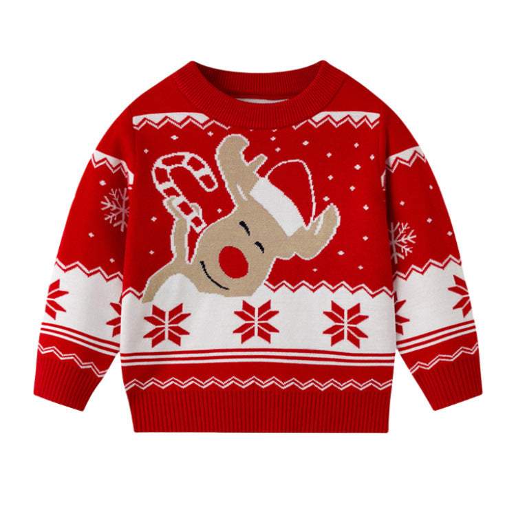 Christmas Sweater Elk Jacquard Family Pullover Parent-child Outfit