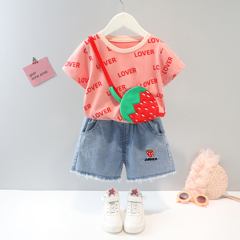 Summer Clothing Clothes 2 Infant Fashionable Cartoon Short Sleeve Two-piece Children's Suit