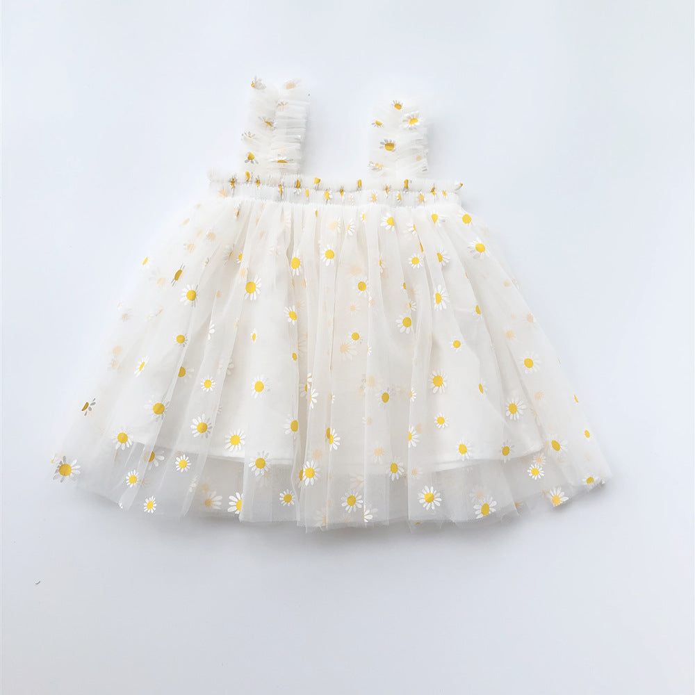 Embroidered Mesh Suspender Skirt Tube Top Fluffy Children's Dress