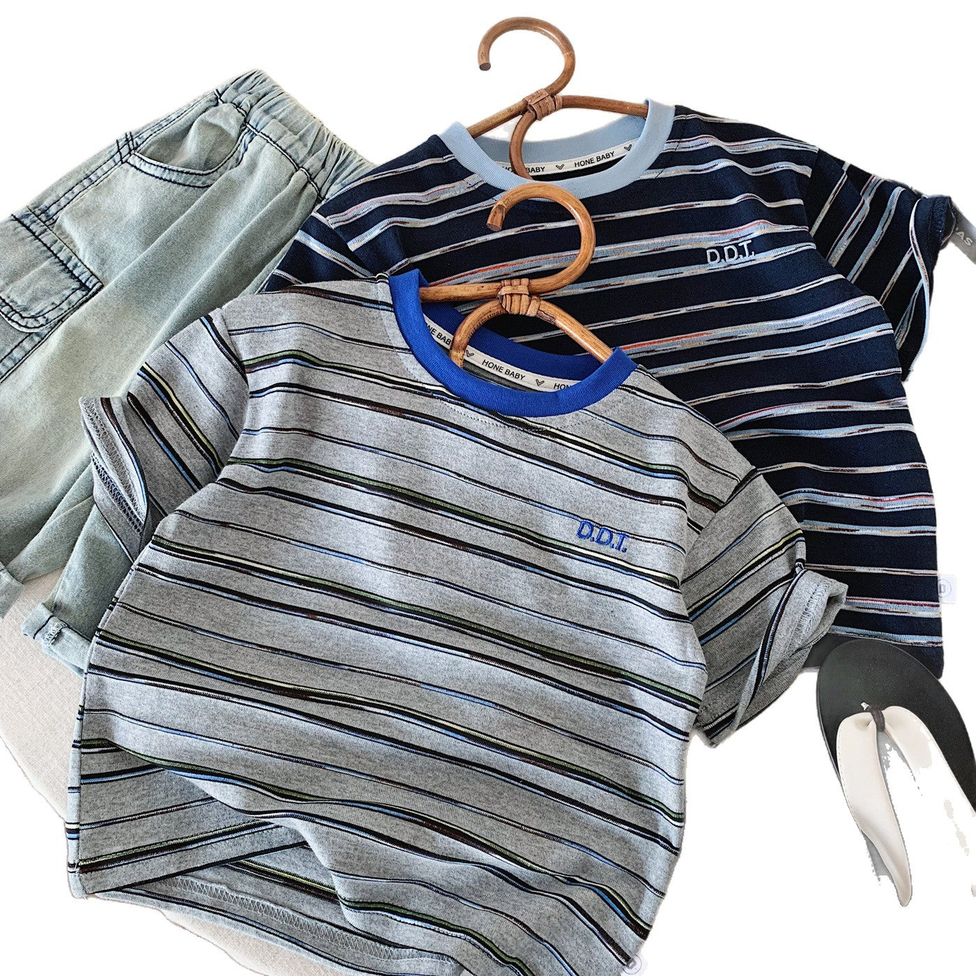 Children's Summer Color Stripes Casual Soft Cool Children's T-shirt