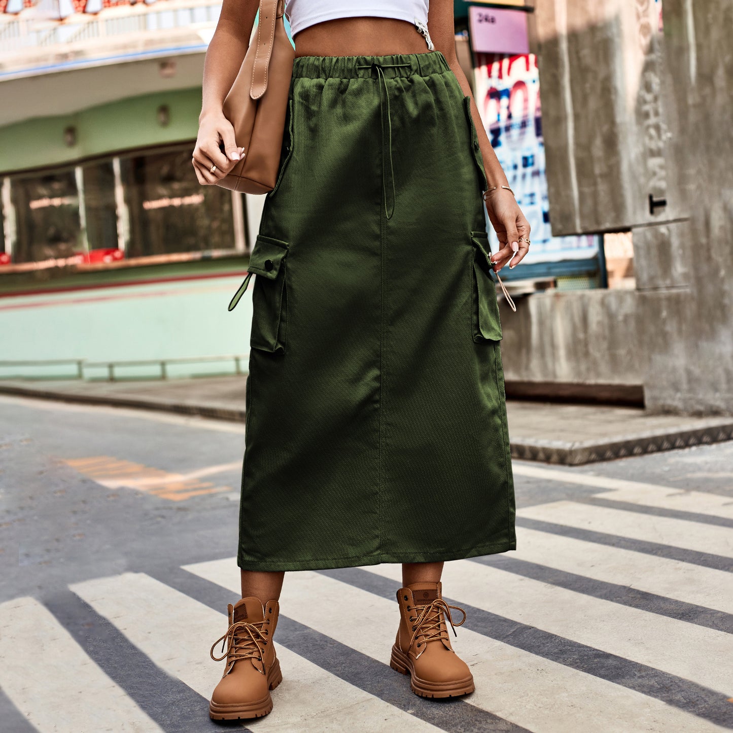 Graceful Versatile New Women's Drawstring Denim Skirt