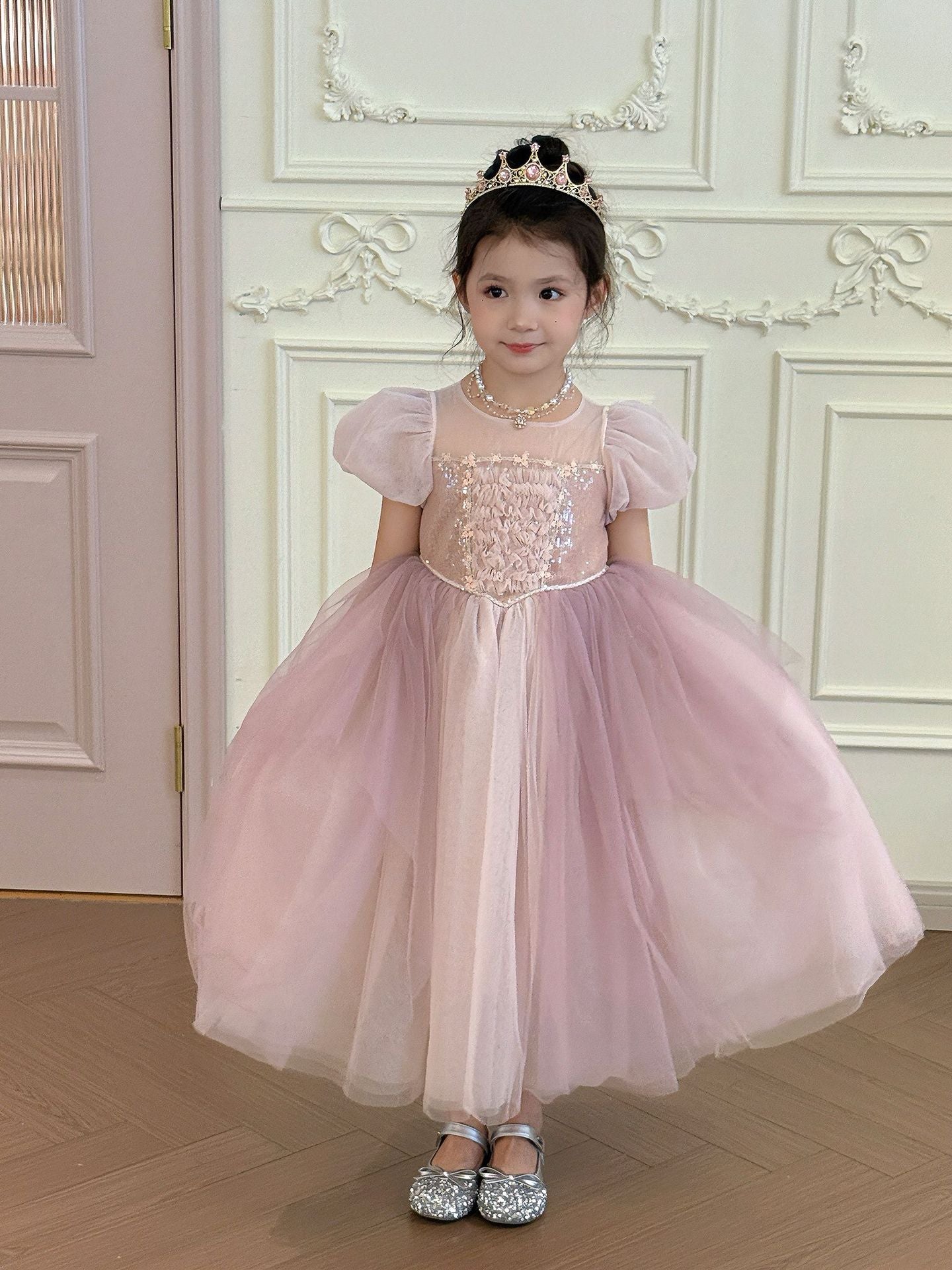 Children's Birthday Bubble Princess Autumn Luminous Gauze Children's Dress