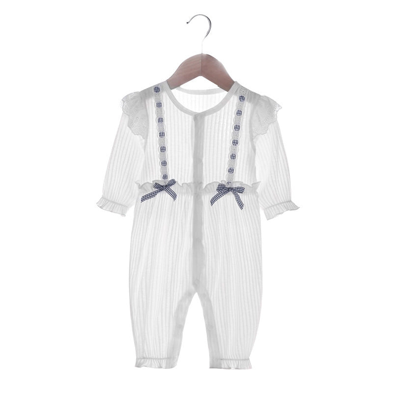 Women's Cute Jumpsuit Clothes Long Sleeve Bowknot Thin Jumpsuit, Climbing Suit