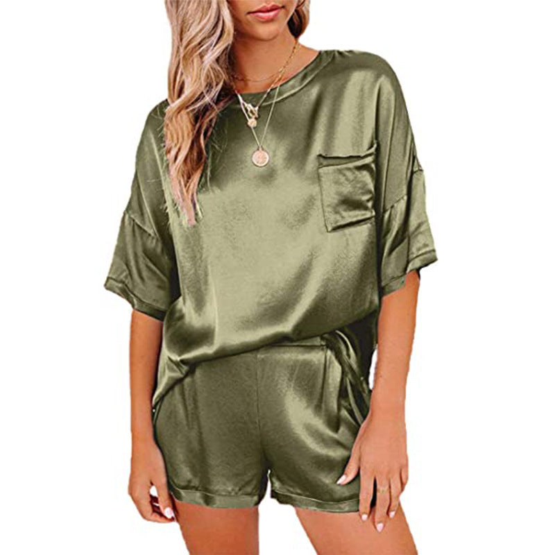 Solid Color Chiffon Pajamas Loose Two-piece Suits