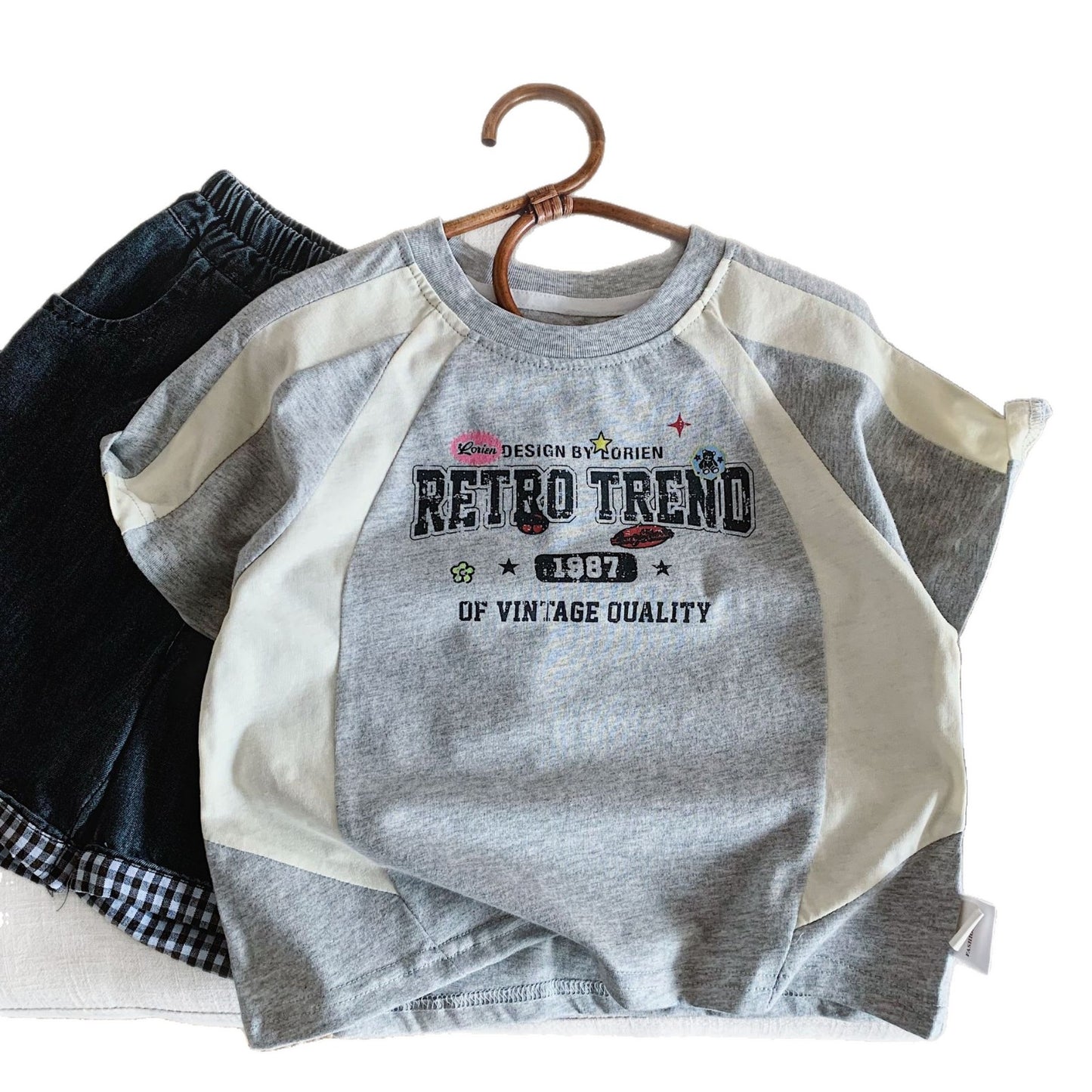 Children's Short-sleeved Summer Stitching Sports Pullover Class Children's T-shirt