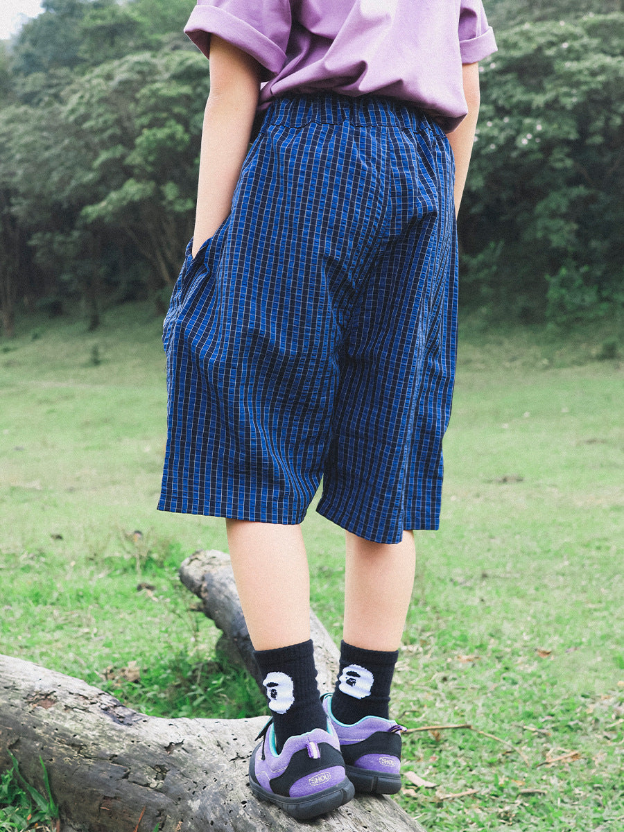 Children's Lightweight Shorts Summer Older Boys Bubble Plaid Loose Breathable Children's Pants