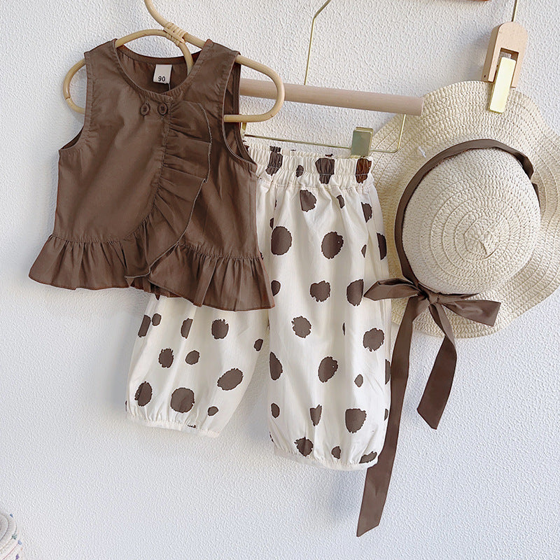 Children's Wear Summer Sleeveless Doll Shirt Wide Children's Suit