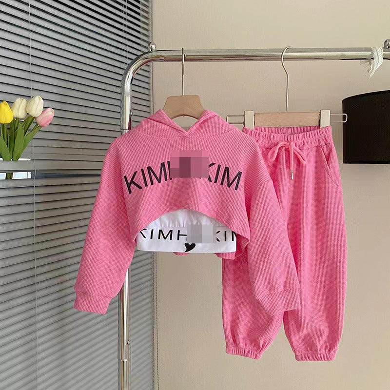 Children's Medium Large Long Sleeve Hooded Sweater Casual Pants Fashionable Children's Suit
