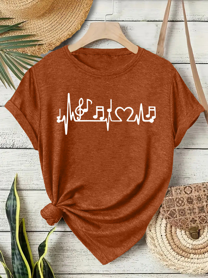 Women's Cute Printed Short-sleeved Note Fashion Women's T-shirt