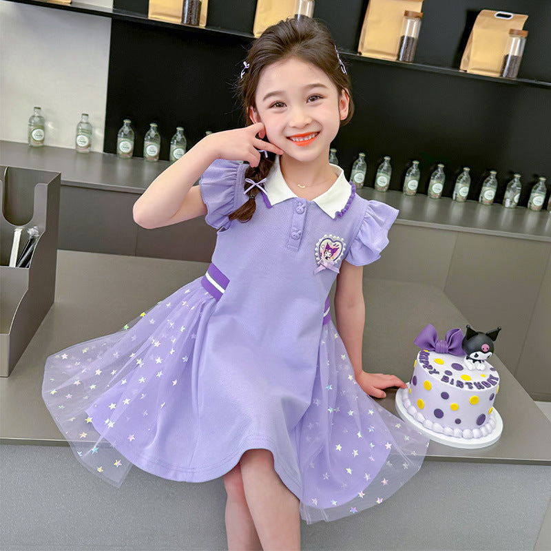 Children's Clothing Summer Princess Elsa Short-sleeved Pettiskirt Performance Children's Dress
