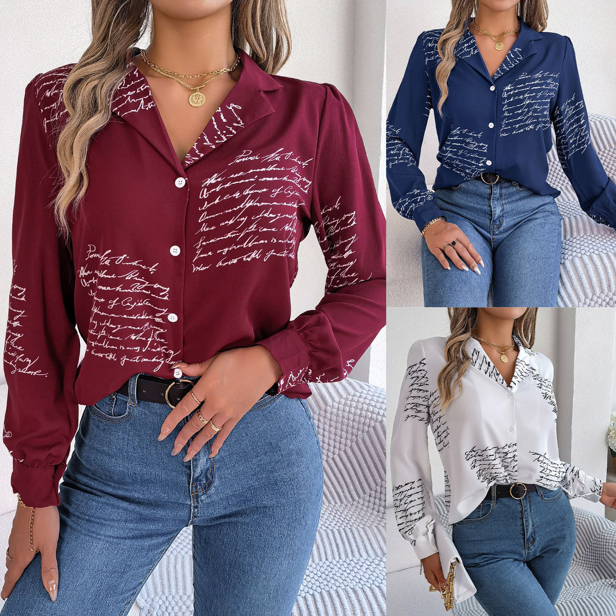 Women's Casual Letters Collar Long Sleeve Suits