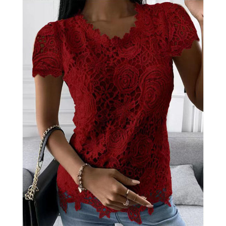 Cool Classy Fashion New Women's Summer Lace Shirt, Chiffon Shirt