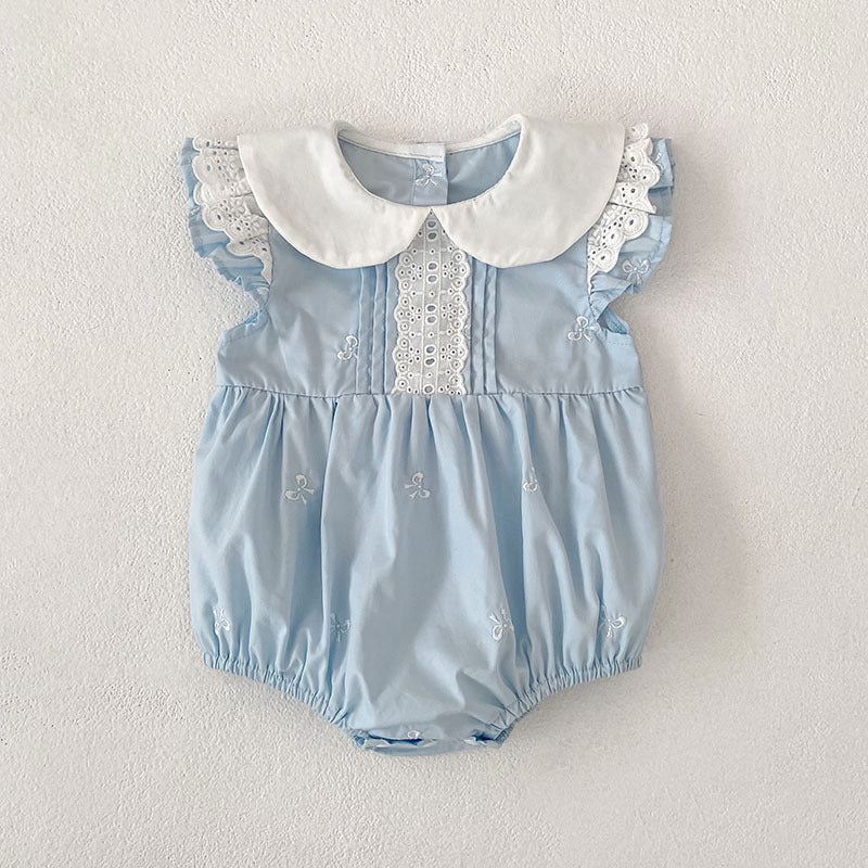Bow Lace Flounced Sleeve Princess Romper Sisters Children's Dress