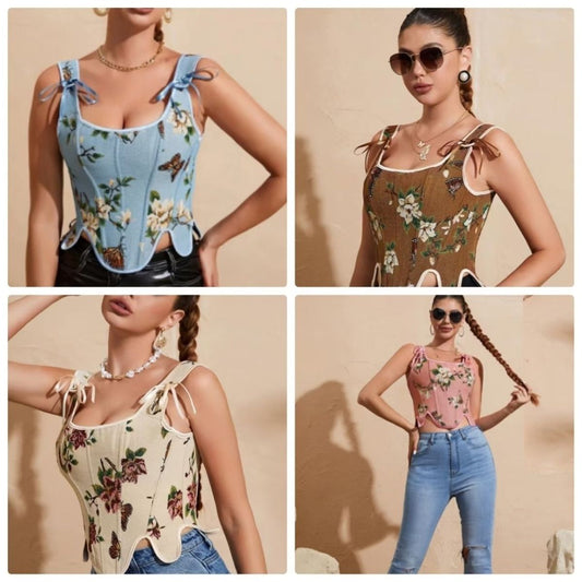 Monet Vintage Court Style Corset High Density Jacquard Fabric French Small Vest/suspenders/tube Top