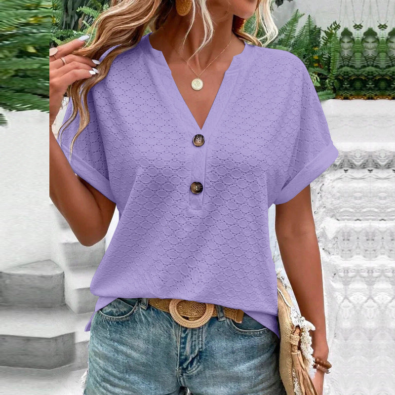 Women's Fashion Casual Solid Color Sleeve Button Shorts