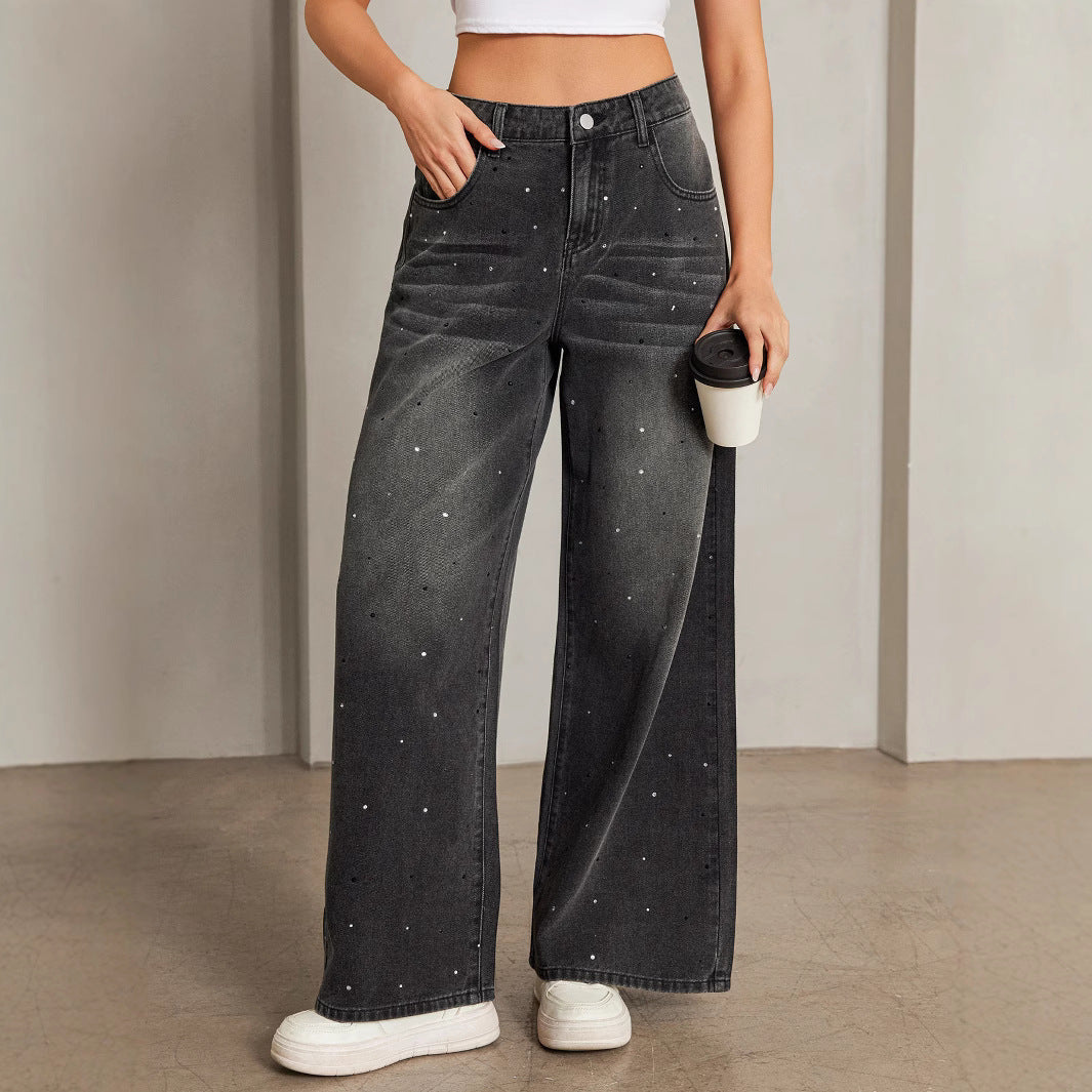 Women's Starry Loose Comfortable Casual Straight Popular Jeans