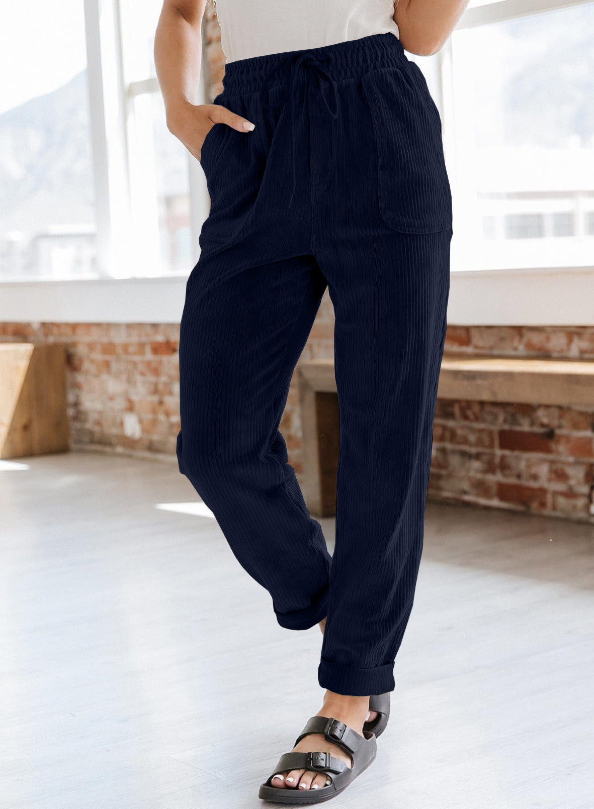 Women's Clothes Fashion Corduroy Solid Color Pants