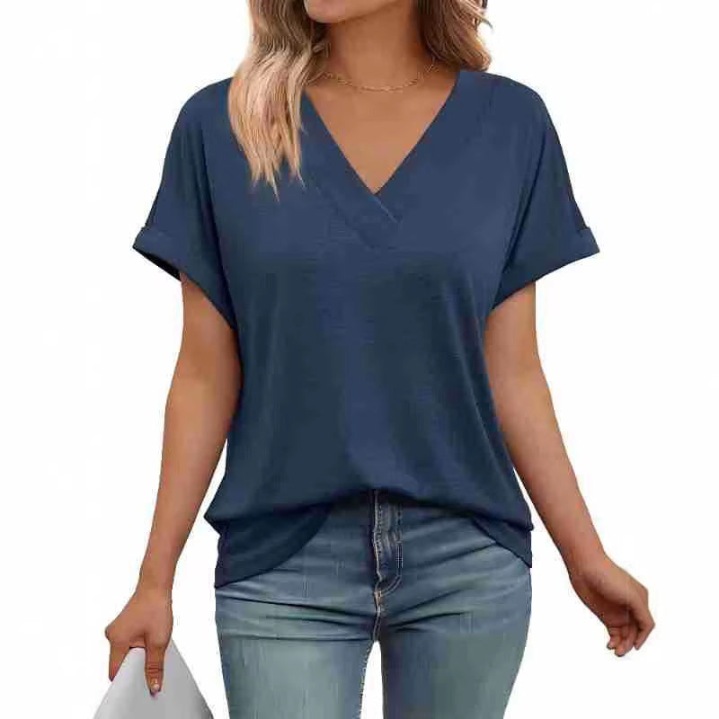 Women's Summer Short-sleeved Shirt Loose Solid Color Large Women's T-shirt