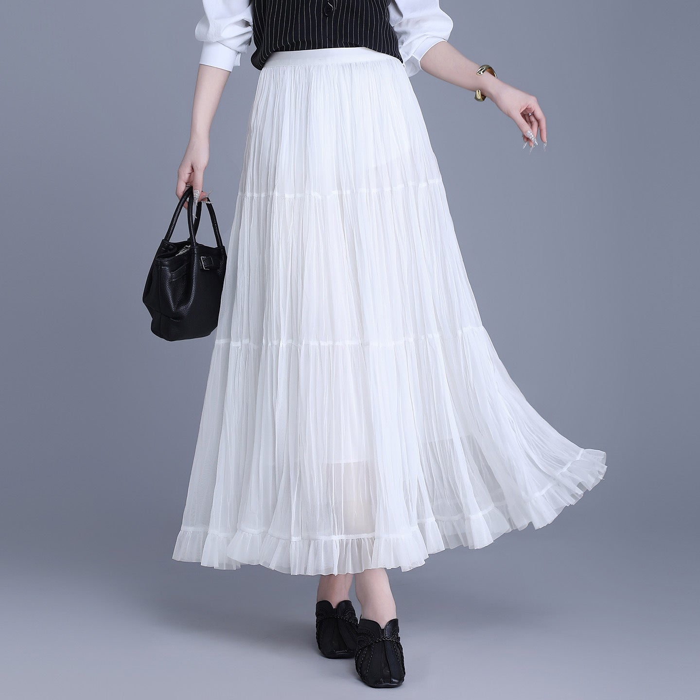 Women's High Waist A- Line Slimming Cover Long Dress Skirt