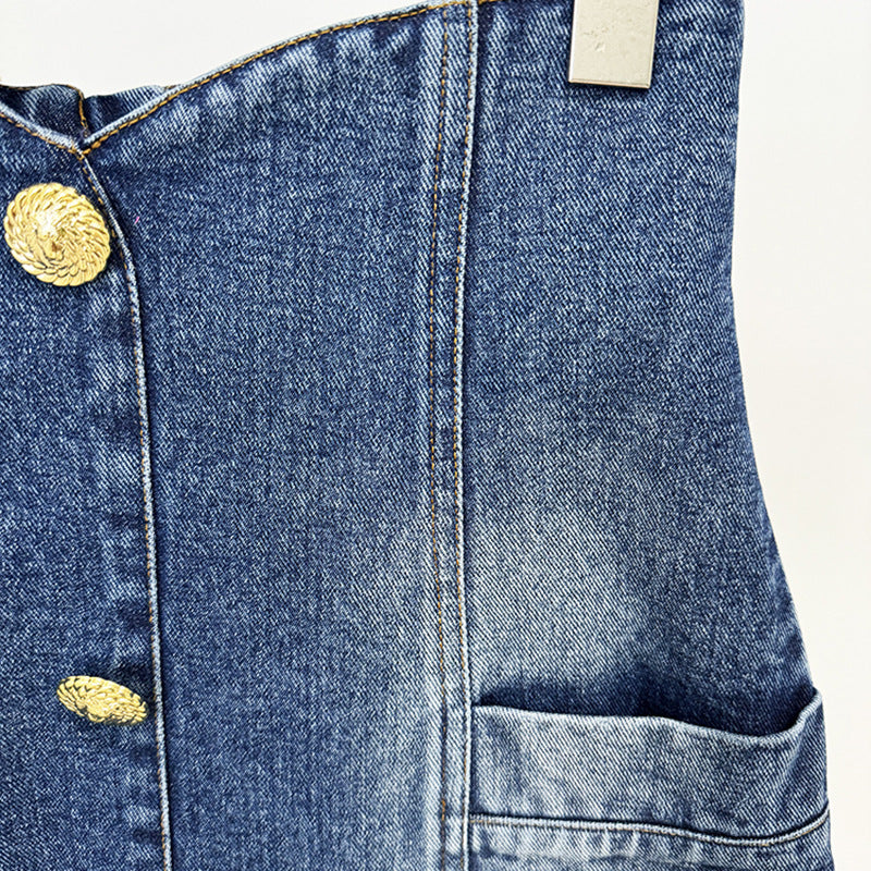 Fashion Washed Denim High Waist Mini Skirt
