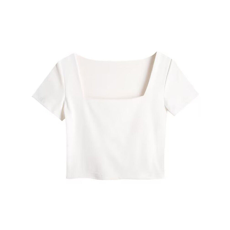 Summer White Skinny High-waisted Chic Bottoming Women's T-shirt