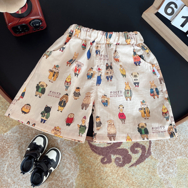 Children's Summer Cartoon Short-sleeved Shirt Toddler Thin Wear Children's Suit
