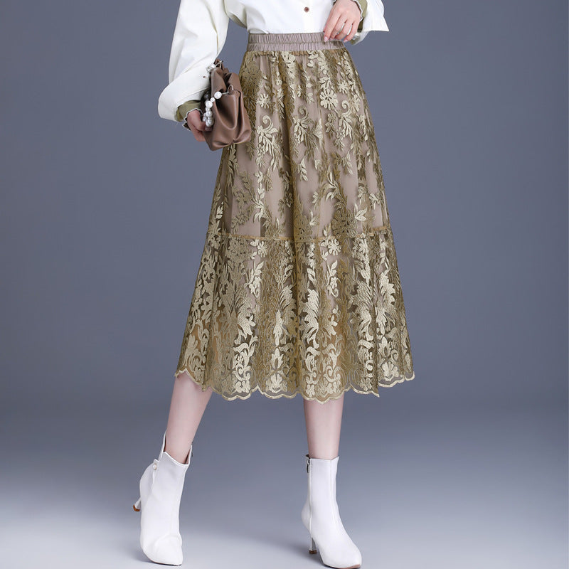 Women's Autumn Elastic Waistband Slimming Fashionable Versatile Skirt
