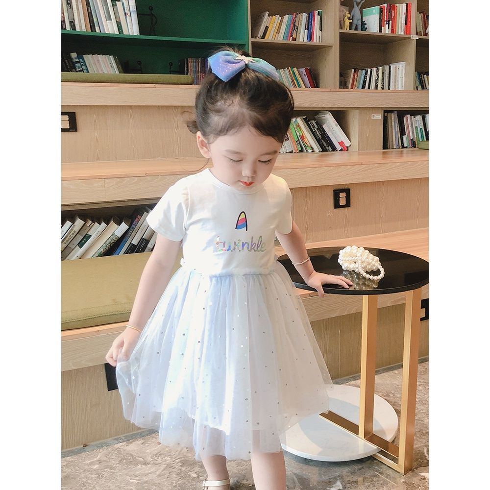 Children's Short Sleeve Fashionable Princess Little Solid Children's Dress