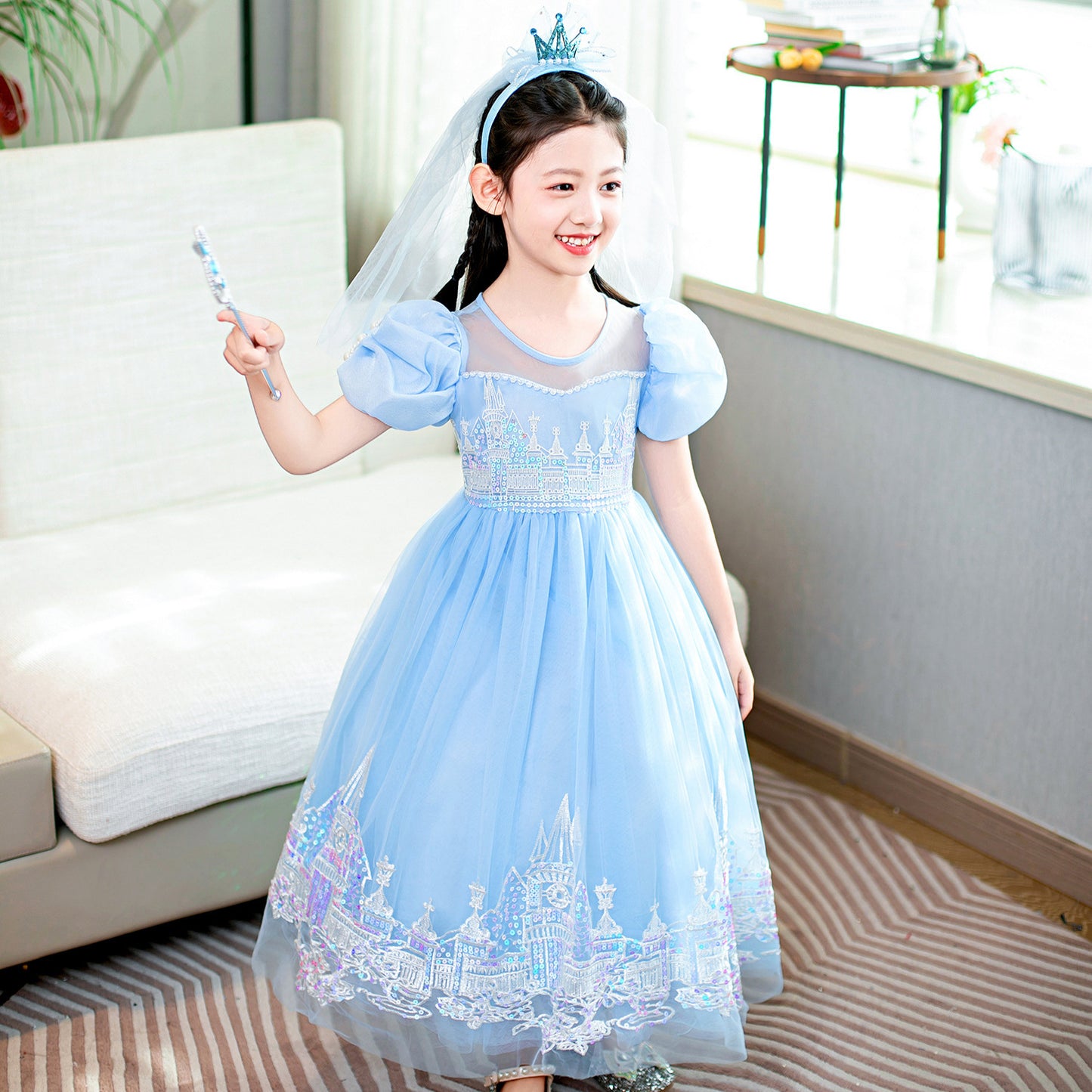 Princess Summer Frozen Birthday Aisha Female Children's Dress