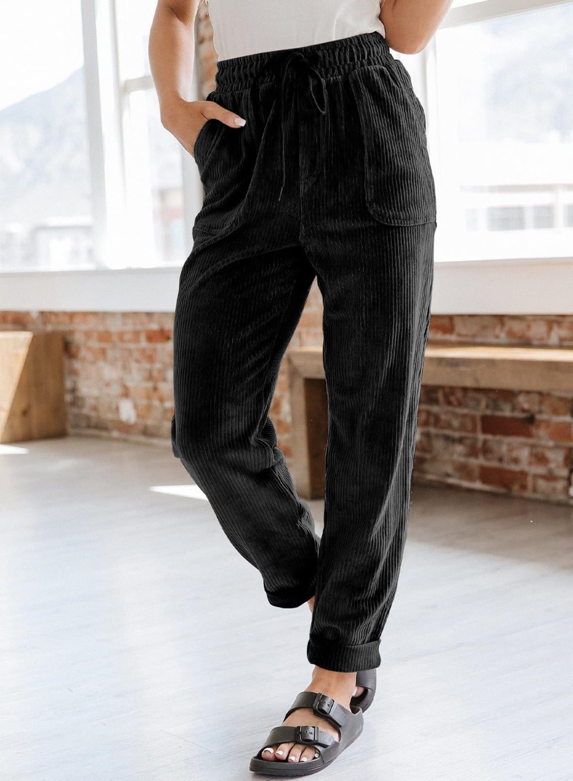 Women's Clothes Fashion Corduroy Solid Color Pants