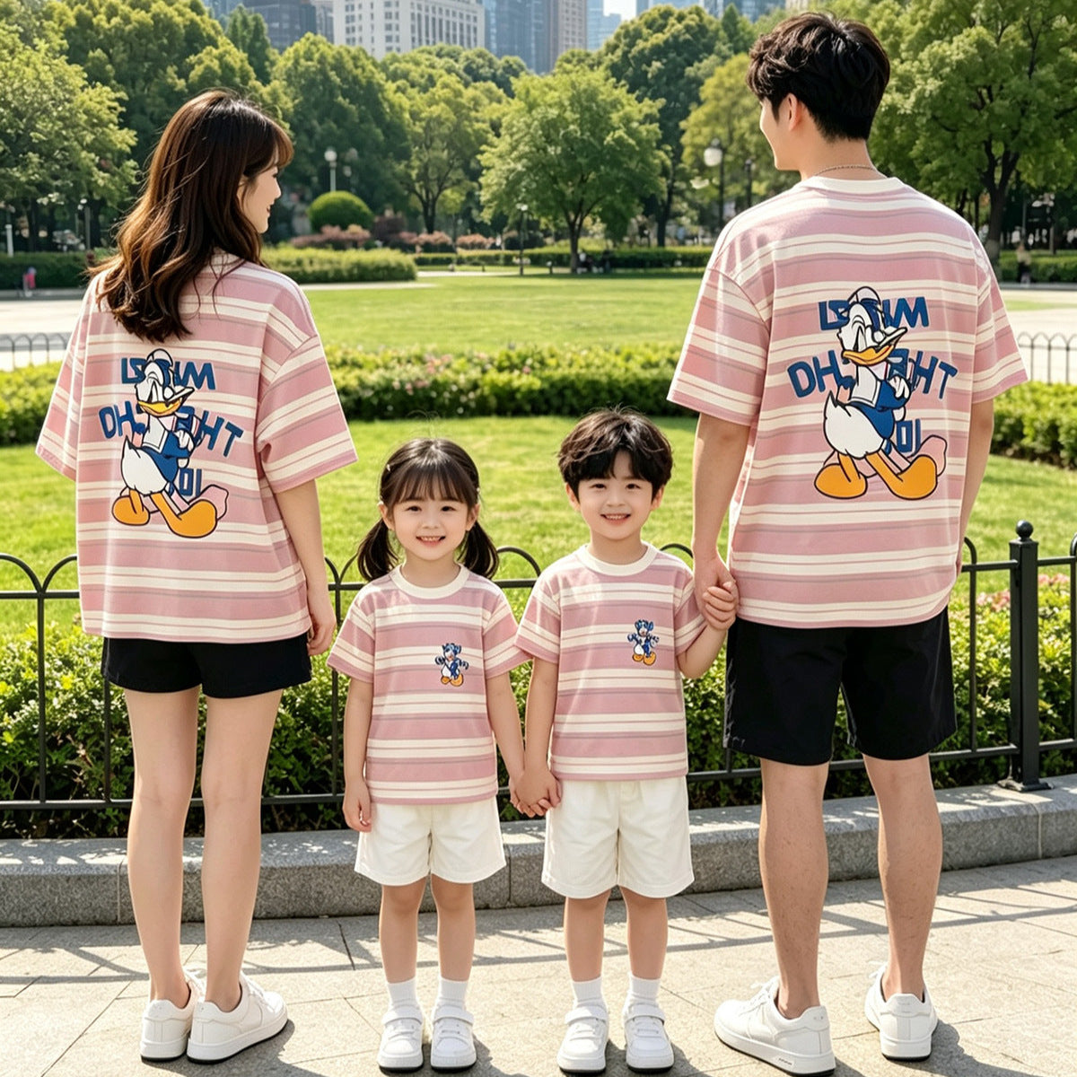 Wear Summer Korean Style Short Sleeve Family Of Four Clothes Parent-child Outfit