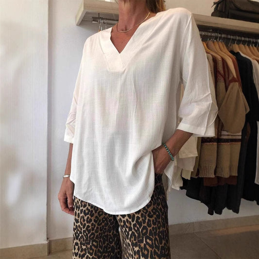 New Women's Casual Collar Solid Color Women's T-shirt